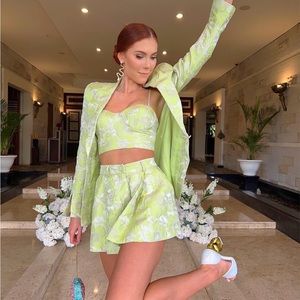 ASOS ASOS LUXE jacquard short in lime green - part of a set